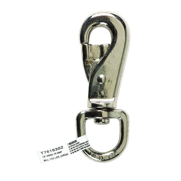 Campbell Chain & Fittings Campbell 7/8 in. D X 4-13/16 in. L Nickel-Plated Zinc Animal Tie Snap 150 lb T7616302 - main